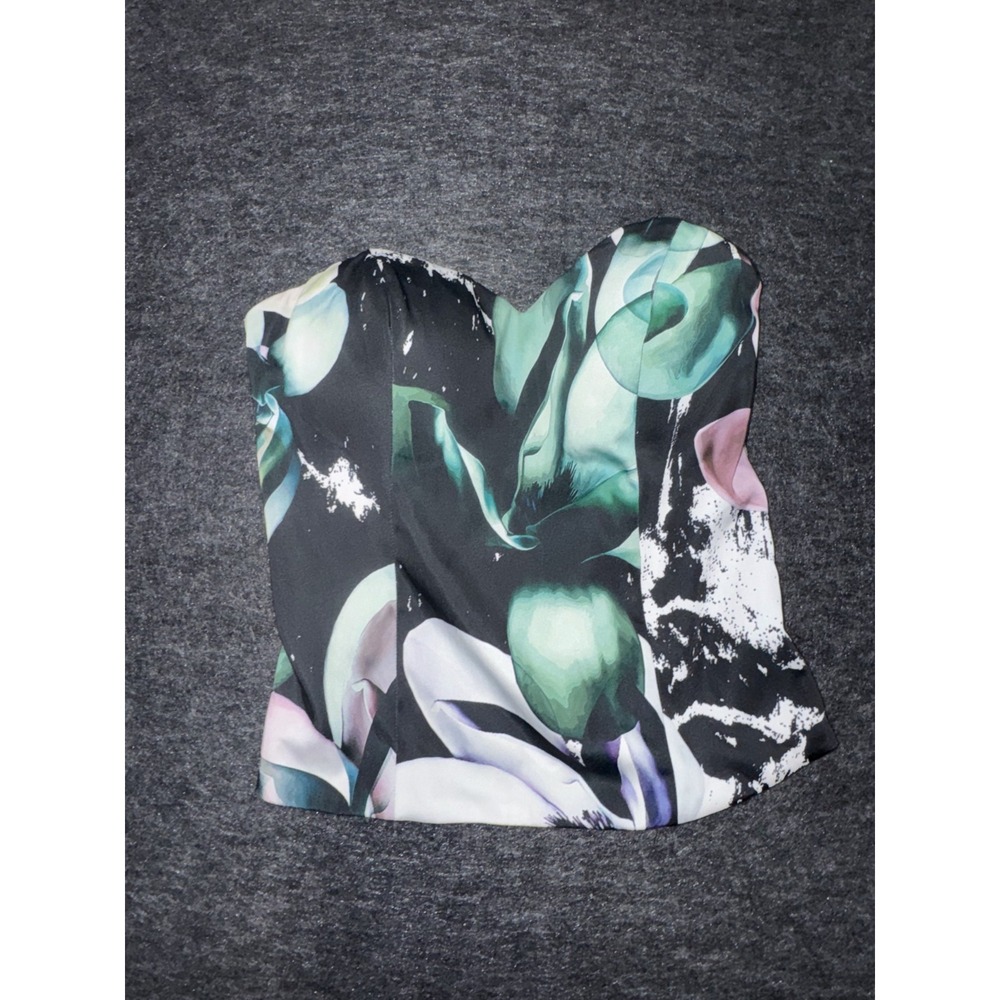Bebe Corset Womens Small Multicolor‎ Abstract Floral Sweetheart Neck Outdoor